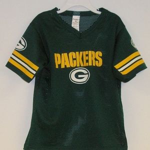 BOYS PACKER MESH JERSEY, V-NECK, SIZE SMALL, USED